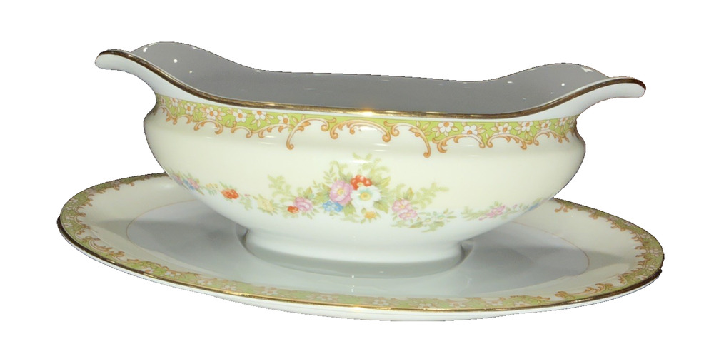 Noritake Muriel Floral Gold Trim Gravy Boat